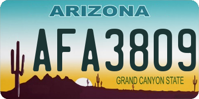 AZ license plate AFA3809