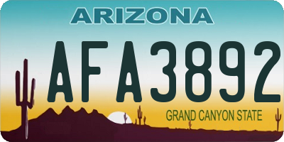 AZ license plate AFA3892