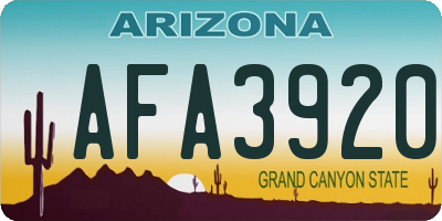 AZ license plate AFA3920