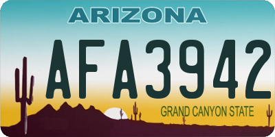 AZ license plate AFA3942