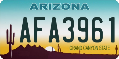 AZ license plate AFA3961