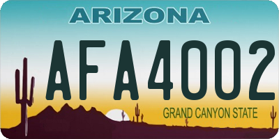 AZ license plate AFA4002