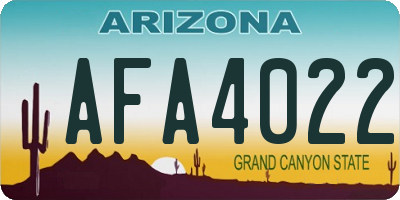 AZ license plate AFA4022