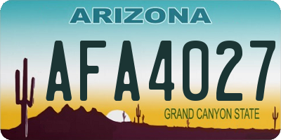 AZ license plate AFA4027