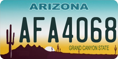 AZ license plate AFA4068