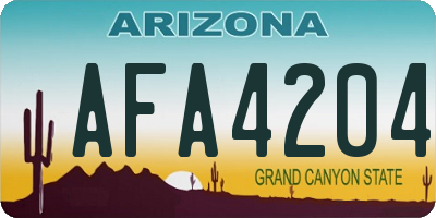 AZ license plate AFA4204