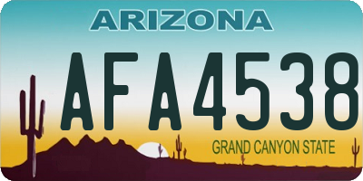 AZ license plate AFA4538