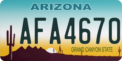 AZ license plate AFA4670