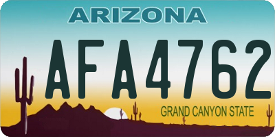 AZ license plate AFA4762