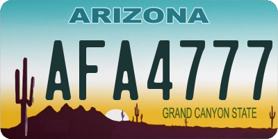 AZ license plate AFA4777