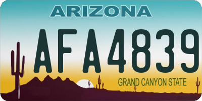 AZ license plate AFA4839