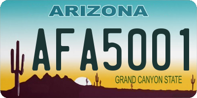 AZ license plate AFA5001