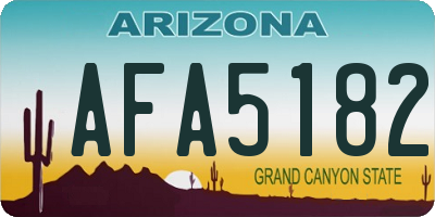 AZ license plate AFA5182