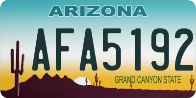 AZ license plate AFA5192