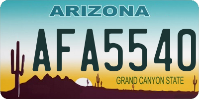 AZ license plate AFA5540