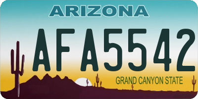 AZ license plate AFA5542