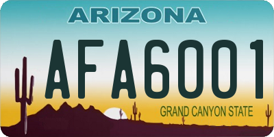 AZ license plate AFA6001