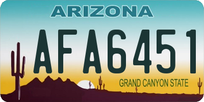 AZ license plate AFA6451