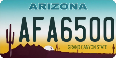 AZ license plate AFA6500