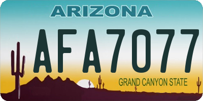 AZ license plate AFA7077