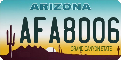 AZ license plate AFA8006