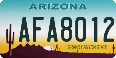 AZ license plate AFA8012