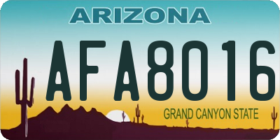 AZ license plate AFA8016