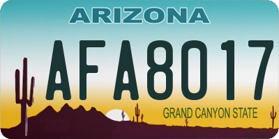 AZ license plate AFA8017