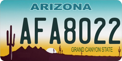 AZ license plate AFA8022