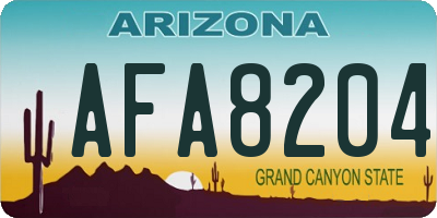 AZ license plate AFA8204
