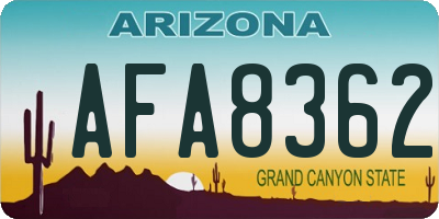 AZ license plate AFA8362