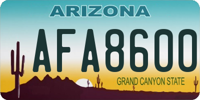 AZ license plate AFA8600
