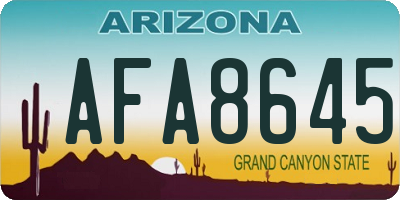 AZ license plate AFA8645