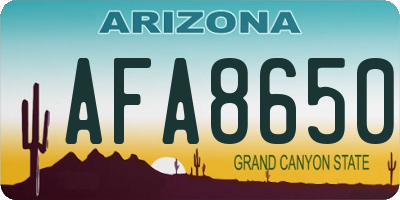 AZ license plate AFA8650