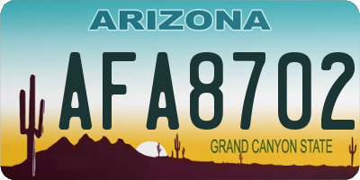 AZ license plate AFA8702