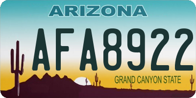 AZ license plate AFA8922