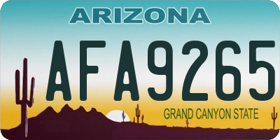 AZ license plate AFA9265