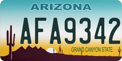 AZ license plate AFA9342
