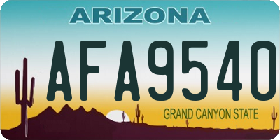 AZ license plate AFA9540