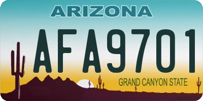 AZ license plate AFA9701