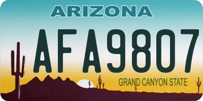AZ license plate AFA9807