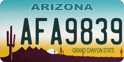 AZ license plate AFA9839