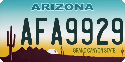 AZ license plate AFA9929