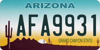 AZ license plate AFA9931