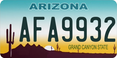 AZ license plate AFA9932