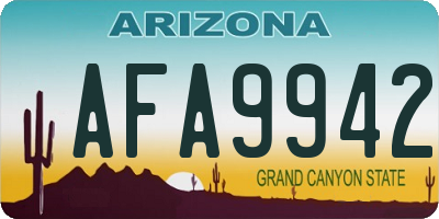 AZ license plate AFA9942