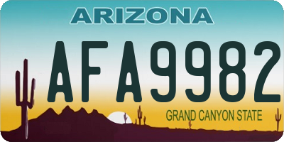 AZ license plate AFA9982