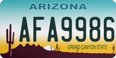 AZ license plate AFA9986