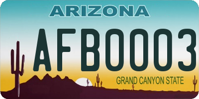 AZ license plate AFB0003