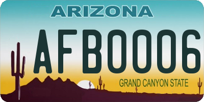 AZ license plate AFB0006